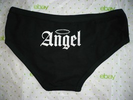 Rue 21 Women&#39;s Bikini Panties LARGE Black With Angel Glitter Print On Back - £7.77 GBP