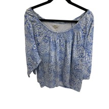 White Stag Womens Size 4X 26 28W Blue Tunic Top Shirt Tunic 3/4 Sleeve Floral Bl - £11.67 GBP