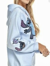 Disney Stitch  Women’s Blue Full Zip Sweatshirt Hoodie~Chenille Patches  XL - £38.72 GBP