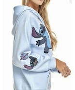 Disney Stitch  Women’s Blue Full Zip Sweatshirt Hoodie~Chenille Patches  XL - £38.53 GBP