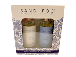 Linen Sprays Sand &amp; Fog Set of Two Beach Linen and White Cotton 4 oz New in Box - £25.13 GBP