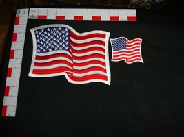 USA Large American Flag large Patch and one smaller waving embroidered Patches - £14.85 GBP