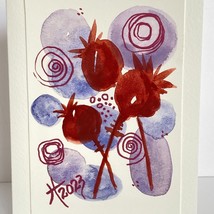 Poppies Blank Greeting Card Original Handmade Watercolor Artwork Plus Envelope - £10.35 GBP