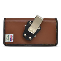 iPhone 13 12 &amp; Pro Belt Clip BROWN Leather Holster Horizontal - £37.95 GBP
