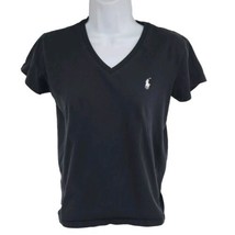Ralph Lauren Sport Black T-shirt V-Neck Womens Size Small Pony Logo - £11.63 GBP