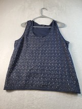 Ann Taylor Tank Top Womens Size XL Navy Lace Cotton Sleeveless Round Neck Casual - £13.98 GBP