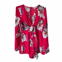 In the Beginning Red Floral Long Sleeve Romper - $14.50