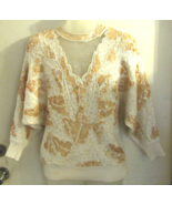 Vintage Women&#39;s Bonnie Boerer &amp; Co Sweater White Embellished Sequins Geo... - $68.31