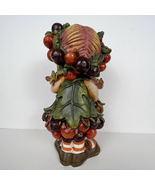 Autumn Harvest Berry Girl Figurine 10.5&quot; Hand Painted Ceramic Thanksgivi... - £46.89 GBP