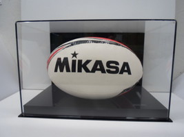 Rugby ball acrylic display case 85% UV filter full size memorabilia blac... - $44.15