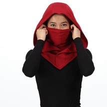 Red Assassins Creed Ninja Mask Hood Cowl Cloak Ren Faire Costume Cosplay... - $29.99