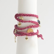Beautiful Braided Suede Faux Leather Dangle Charms Fashion Wrap Bracelet - £4.81 GBP