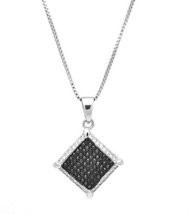 925 Sterling Silver White and Black Cubic Zirconia Pendant with Silver C... - $60.00