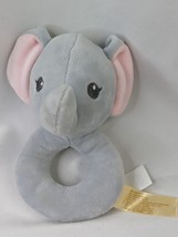 Dan Dee Gray Elephant Ring Plush Rattle 5 Inch Stuffed Animal Toy - $8.95