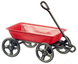 Dollhouse Miniature - 1/2 Inch Red Metal Wagon - 1/12 Scale - £6.25 GBP