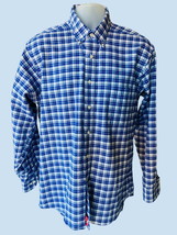 Ralph Lauren Chaps Mens Blue White Plaid Long Sleeve Button Down Oxford Shirt Xl - £29.57 GBP