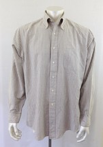 L.L. Bean Men&#39;s 16 1/2 Gray Red Striped Long Sleeve Button Down Dress Shirt - $9.89