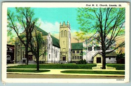 First Methodist Episcopal Church Lincoln Illinois IL UNP Linen Postcard J11 - £3.79 GBP