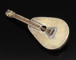 MEXICO 925 Silver - Vintage Fancy Sculpted Guitar Instrument Brooch Pin ... - $58.00