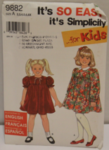 Simplicity Sewing Pattern Girls Dress Size A 2-6X For Kids Easy Uncut 9882 - $5.91