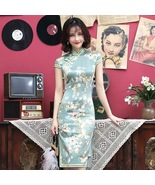 Dashiroll Women&#39;s short cheongsam silk fabric cheongsam Chinese dress - £18.21 GBP