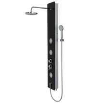 59 Inch Tempered Glass Shower Panel with Hand Shower - Color: Black - $290.40
