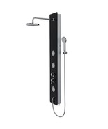 59 Inch Tempered Glass Shower Panel with Hand Shower - Color: Black - $396.28 CAD