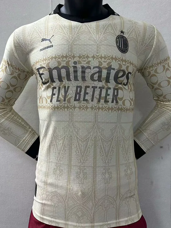 23-24 ACM Cream Color Joint Edition Long Sleeve Player Version Soccer Jersey - $99.99