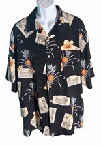 JAMAICA JAXX Men&#39;s Short Sleeve Button Down Floral Hawaiian Shirt Black XL - $19.34
