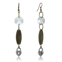 LO3801 - Gold+Antique Silver White Metal Earrings with Synthetic Synthet... - $441.26 MXN