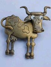 Vintage Jj Pin Brooch Cow Bull Steer Texas LONGHORN- Head Rotates - Googly Eyes - £19.66 GBP