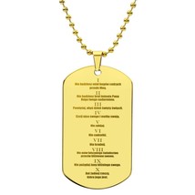 Ten Commandments Polish Przykazań Bożych Engraved Dog Tag Bible Necklace Stainl - £45.15 GBP+