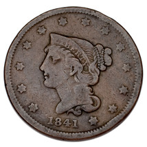 1841 Tressé Cheveux Grand Cents 1C Penny (Très Bon , VG État) - $119.53 CAD