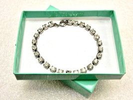 6&quot; Crystal Rhinestone Box Link Bracelet, Vintage Fashion Jewelry, JWL097 - £7.66 GBP