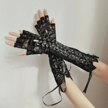 Women Long Lace Floral Fingerless Gloves Gothic Bride Wedding Mittens Ho... - $11.99