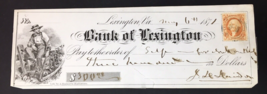 Bank of Lexington Virginia Antique Check 1871 Lith. by A. Hoen &amp; Co. w/ ... - $20.00