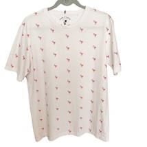 Denim &amp; Flowers Ricky Singh White Flamingo Print Tee Large - $40.00
