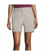Worthington Women&#39;s High Rise Midi Shorts Size 8 Khaki White Stripe 5&quot; I... - $30.51 CAD