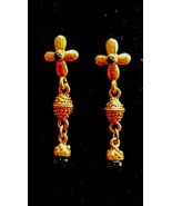 Vintage Gold Tone Art Deco Dangle Drop Earrings Fashion Jewelry KG JD - $20.33 CAD