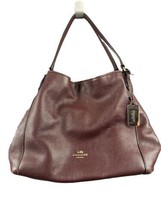 Coach Handbag Edie Pebbled Leather; Carryall Shoulder Bag Burgundy EUC P... - $79.19