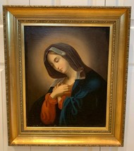 Antique Old Master Madonna Portrait Religious Oil on Canvas Painting - £1,972.57 GBP