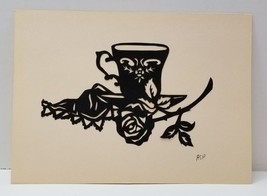 Tea Cup Silohette Paper Cut Scrap - £10.03 GBP