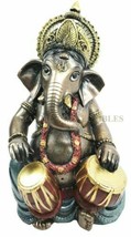 Celebration of Life Ganesha Playing Dholak Hindu Elephant God Deity Figurine - £18.00 GBP