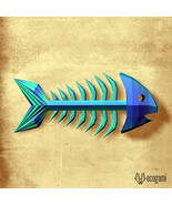 Fish skeleton papercraft template - $10.00