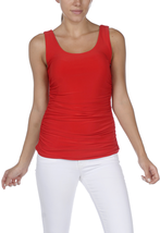 Vibrant Red Double-Scoop Side-Rouched Tank by Last Tango - EXTRA 10% Off! - $26.90