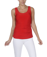 Vibrant Red Double-Scoop Side-Rouched Tank by Last Tango - EXTRA 10% Off! - £21.56 GBP