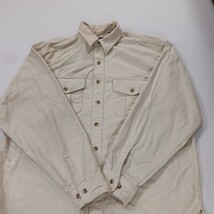 Vintage Eddie Bauer Men's Cream Heavyweight Cotton Long Sleeve Shirt Chest 52" image 14