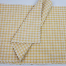 Vintage Farmhouse Yellow White Checked 2 Place Mats 17x13&quot; SET - $11.30