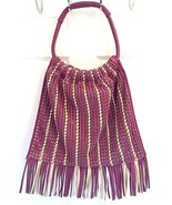 NEW MELIE BIANCO FRINGY FRINGE HOBO PURPLE &amp; GOLD HANDBAG PURSE WOMENS - $1,224.89 MXN