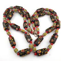 Amazing Vintage Gabri African Style Eyes Glass chevron beads necklace - $1,224.04 MXN